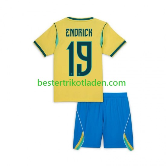 Fußballtrikot Brasilien Endrick 19 Heim Trikot Home WM 2026 Kurzarm für Kinder