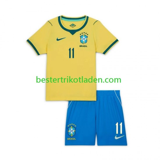 Fußballtrikot Brasilien Raphinha 11 Heim Trikot Home WM 2026 Kurzarm für Kinder
