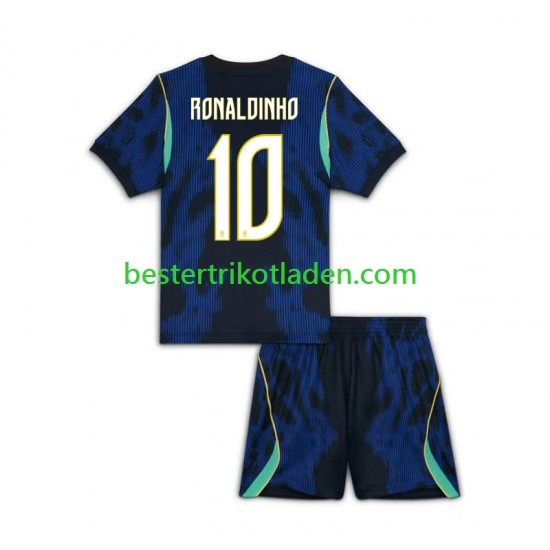 Fußballtrikot Brasilien Ronaldinho 10 Auswärts Trikot Away WM 2026 Kurzarm für Kinder
