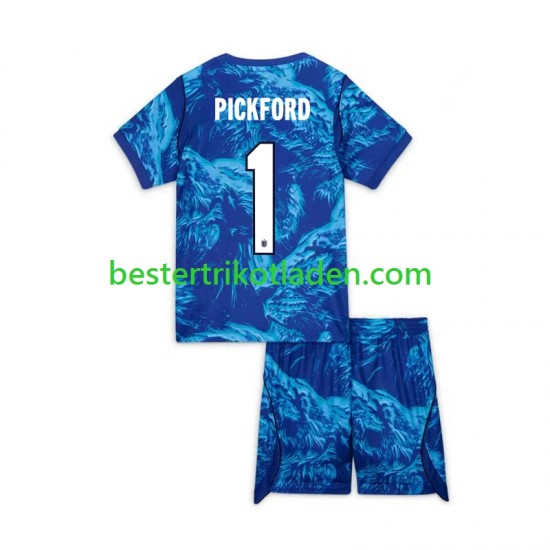 Fußballtrikot England Jordan Pickford 1 Torwart Ausweich Trikot 3rd WM 2026 Kurzarm für Kinder