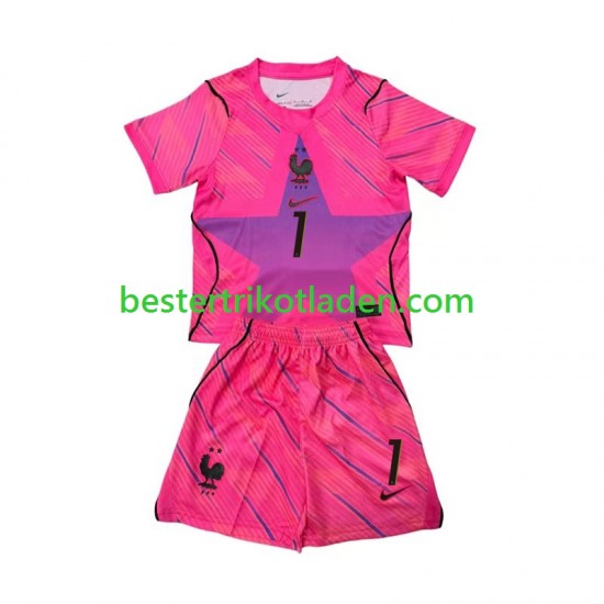 Fußballtrikot Frankreich Brice Samba 1 Torwart Auswärts Trikot Away WM 2026 Kurzarm für Kinder