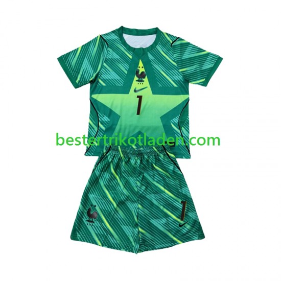 Fußballtrikot Frankreich Brice Samba 1 Torwart Ausweich Trikot 3rd WM 2026 Kurzarm für Kinder