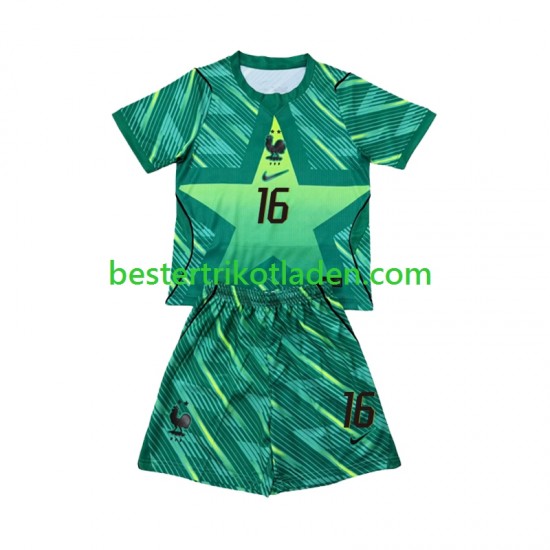 Fußballtrikot Frankreich Mike Maignan 16 Torwart Ausweich Trikot 3rd WM 2026 Kurzarm für Kinder