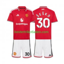 Fußballtrikot Manchester United Benjamin Sesko 30 Heim Trikot Home 2026-2027 Kurzarm für Kinder
