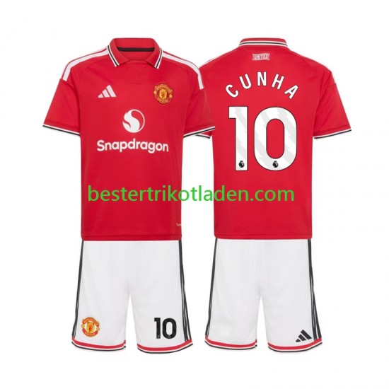 Fußballtrikot Manchester United Matheus Cunha 10 Heim Trikot Home 2026-2027 Kurzarm für Kinder