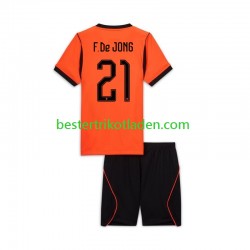 Fußballtrikot Niederlande Frenkie de Jong 21 Heim Trikot Home WM 2026 Kurzarm für Kinder
