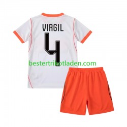 Fußballtrikot Niederlande Virgil van Dijk 4 Auswärts Trikot Away WM 2026 Kurzarm für Kinder