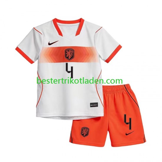 Fußballtrikot Niederlande Virgil van Dijk 4 Auswärts Trikot Away WM 2026 Kurzarm für Kinder