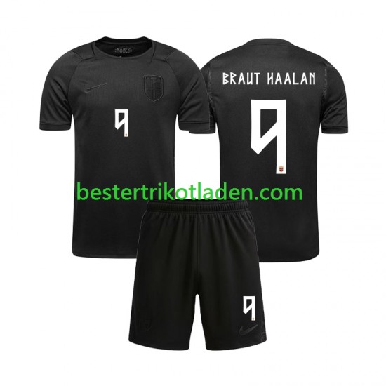 Fußballtrikot Norwegen Braut Haaland 9 Auswärts Trikot Away WM 2026 Kurzarm für Kinder