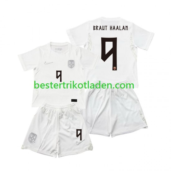 Fußballtrikot Norwegen Braut Haaland 9 Ausweich Trikot 3rd WM 2026 Kurzarm für Kinder
