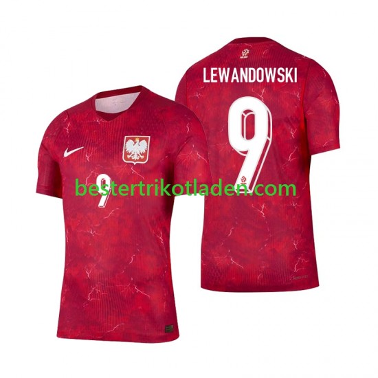 Fußballtrikot Polen Robert Lewandowski 9 Auswärts Trikot Away 2026 Kurzarm für Herren