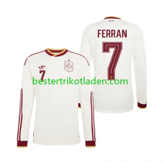 Fußballtrikot Spanien Ferran Torres 7 Auswärts Trikot Away WM 2026 Langarm für Herren