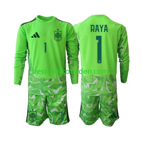 Fußballtrikot Spanien David Raya 1 6th Green color Torwart WM 2026 Langarm für Kinder