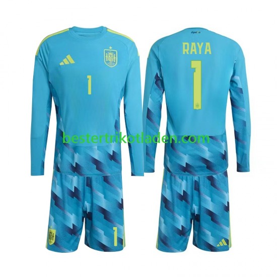 Fußballtrikot Spanien David Raya 1 Torwart Heim Trikot Home WM 2026 Langarm für Kinder