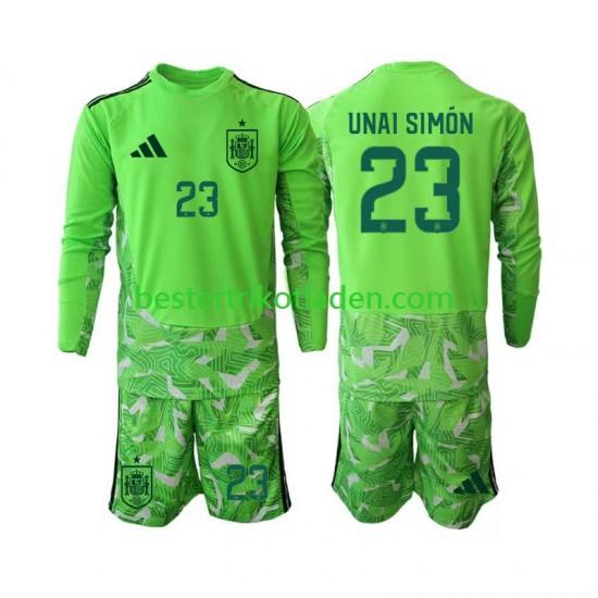 Fußballtrikot Spanien Unai Simon 23 6th Green color Torwart WM 2026 Langarm für Kinder
