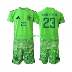 Fußballtrikot Spanien Unai Simon 23 6th Green color Torwart WM 2026 Kurzarm für Kinder