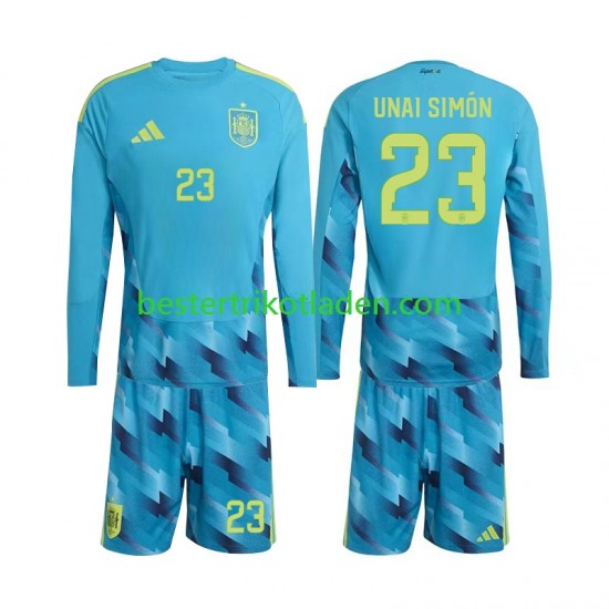 Fußballtrikot Spanien Unai Simon 23 Torwart Heim Trikot Home WM 2026 Langarm für Kinder
