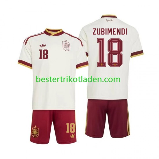 Fußballtrikot Spanien Martin Zubimendi 18 Auswärts Trikot Away WM 2026 Kurzarm für Kinder