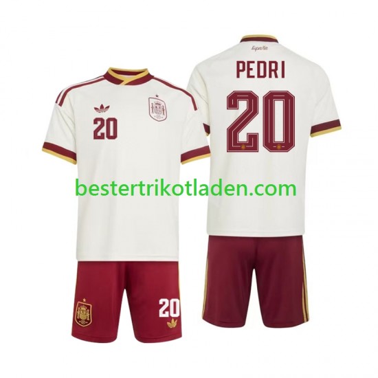 Fußballtrikot Spanien Pedri 20 Auswärts Trikot Away WM 2026 Kurzarm für Kinder