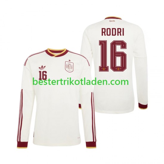 Fußballtrikot Spanien Rodri 16 Auswärts Trikot Away WM 2026 Langarm für Herren