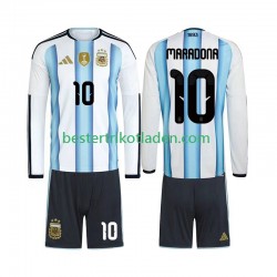 Fußballtrikot Argentinien Maradona 10 Heim Trikot Home WM 2026 Langarm für Kinder