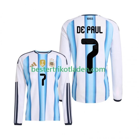 Fußballtrikot Argentinien Rodrigo De Paul 7 Heim Trikot Home WM 2026 Langarm für Herren