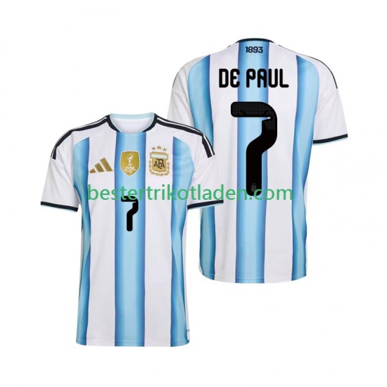 Fußballtrikot Argentinien Rodrigo De Paul 7 Heim Trikot Home WM 2026 Kurzarm für Herren