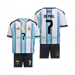 Fußballtrikot Argentinien Rodrigo De Paul 7 Heim Trikot Home WM 2026 Kurzarm für Kinder