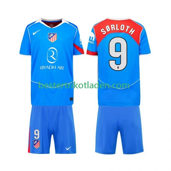 Fußballtrikot Atlético Madrid Alexander Sorloth 9 Ausweich Trikot 3rd 2025-2026 Kurzarm für Kinder