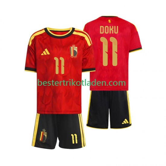 Fußballtrikot Belgien Jeremy Doku 11 Heim Trikot Home WM 2026 Kurzarm für Kinder