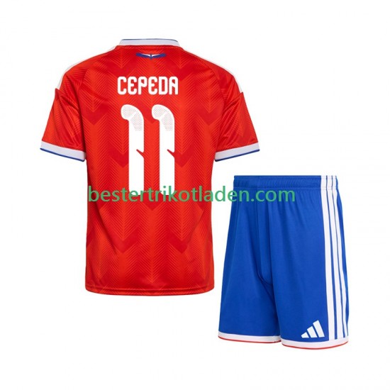 Fußballtrikot Chile Lucas Cepeda 11 Heim Trikot Home 2026 Kurzarm für Kinder
