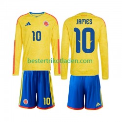Fußballtrikot Kolumbien James Rodriguez 10 Heim Trikot Home WM 2026 Langarm für Kinder