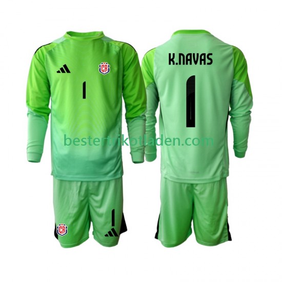 Fußballtrikot Costa Rica Keylor Navas 1 Torwart Heim Trikot Home 2025 Langarm für Kinder