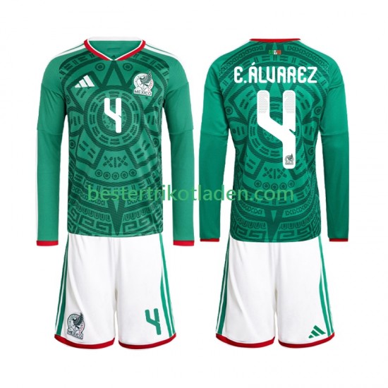 Fußballtrikot Mexiko Edson Alvarez 4 Heim Trikot Home WM 2026 Langarm für Kinder