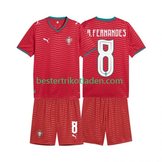 Fußballtrikot Portugal Bruno Fernandes 8 Heim Trikot Home WM 2026 Kurzarm für Kinder