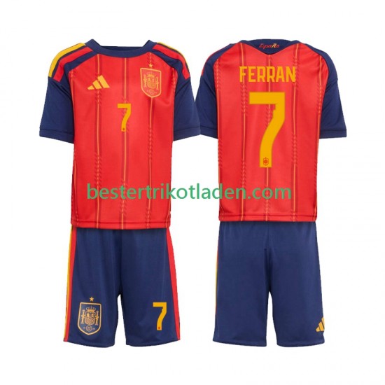 Fußballtrikot Spanien Ferran Torres 7 Heim Trikot Home WM 2026 Kurzarm für Kinder