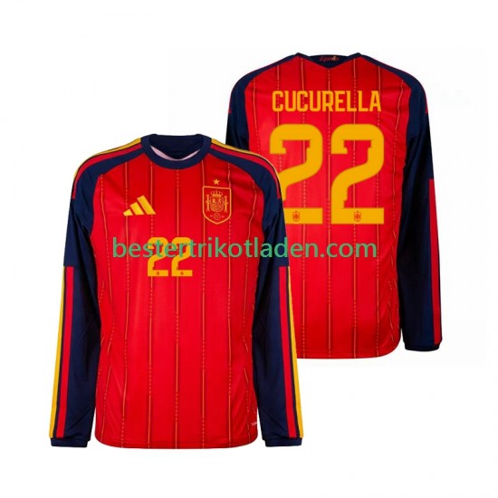 Fußballtrikot Spanien Marc Cucurella 22 Heim Trikot Home WM 2026 Langarm für Herren