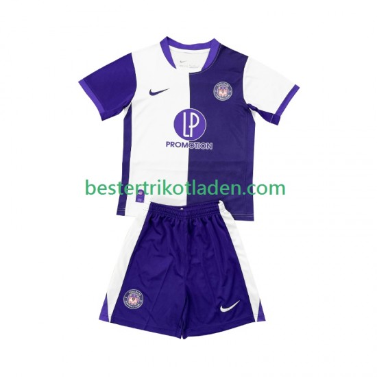 Fußballtrikot Toulouse Heim Trikot Home 2025-2026 Kurzarm für Kinder