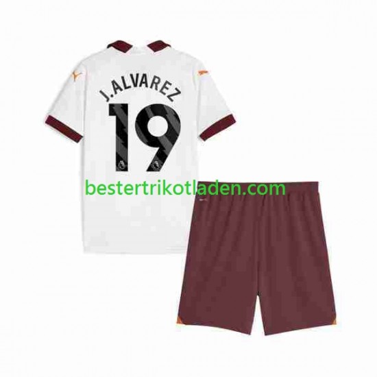 Fußballtrikot Manchester City Julian Alvarez 19 Auswärts Trikot Away 2023-2024 Kurzarm für Kinder
