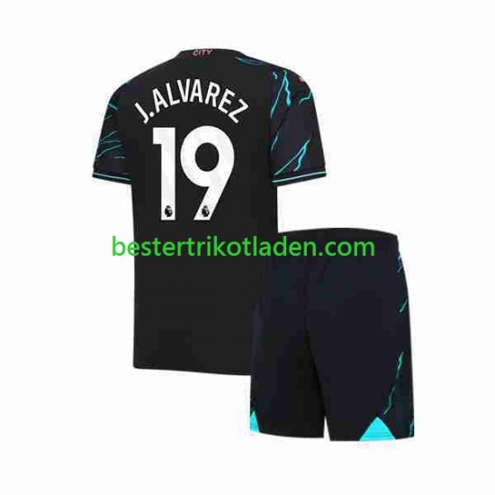 Fußballtrikot Manchester City Julian Alvarez 19 Ausweich Trikot 3rd 2023-2024 Kurzarm für Kinder