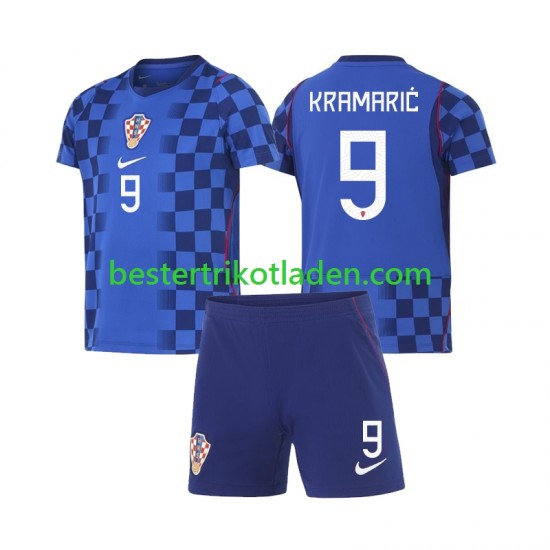 Fußballtrikot Kroatien Andrej Kramaric 9 Auswärts Trikot Away WM 2026 Kurzarm für Kinder