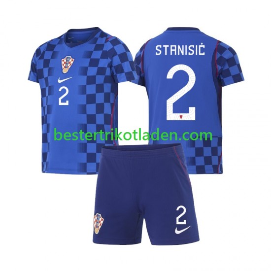 Fußballtrikot Kroatien Josip Stanisic 2 Auswärts Trikot Away WM 2026 Kurzarm für Kinder