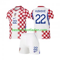 Fußballtrikot Kroatien Luka Vuskovic 22 Heim Trikot Home WM 2026 Kurzarm für Kinder