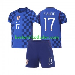Fußballtrikot Kroatien Petar Sucic 17 Auswärts Trikot Away WM 2026 Kurzarm für Kinder