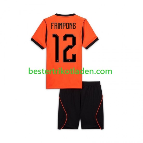 Fußballtrikot Niederlande Jeremie Frimpong 12 Heim Trikot Home WM 2026 Kurzarm für Kinder
