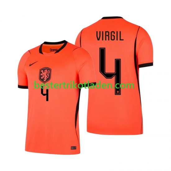 Fußballtrikot Niederlande Virgil van Dijk 4 Heim Trikot Home WM 2026 Kurzarm für Herren
