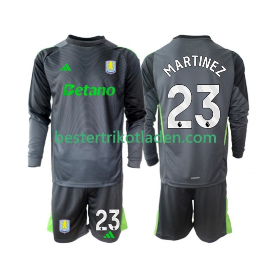 Fußballtrikot Aston Villa Emiliano Martinez 23 Torwart Heim Trikot Home 2025-2026 Langarm für Kinder