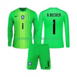 Fußballtrikot Brasilien Alisson Becker 1 Torwart Heim Trikot Home 2026 Langarm für Kinder