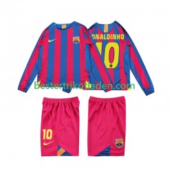 Fußballtrikot FC Barcelona RONALDINHO 10 2005 Retro Heim Trikot Home 2006 Langarm für Kinder