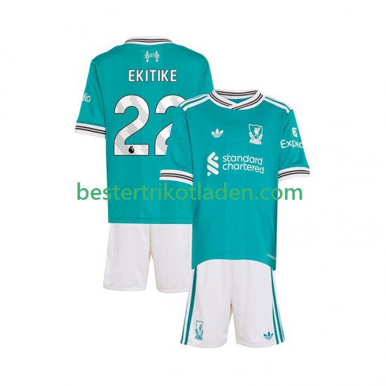 Fußballtrikot Liverpool Hugo Ekitike 22 Ausweich Trikot 3rd 2025-2026 Kurzarm für Kinder